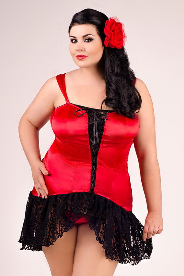 ANDALEA PLUS SIZE ROTES KLEID + STRING