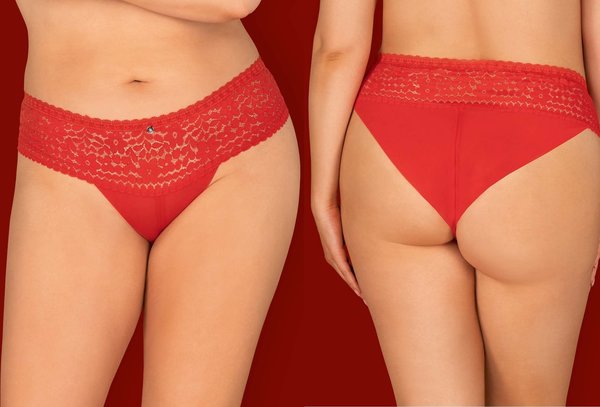 OBSESSIVE PLUS SIZE ROTE PANTY MIT SPITZE